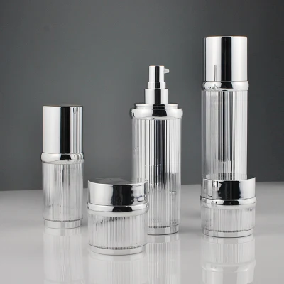 Frasco de loção para frasco de creme Airless prateado brilhante para cosméticos (PPC